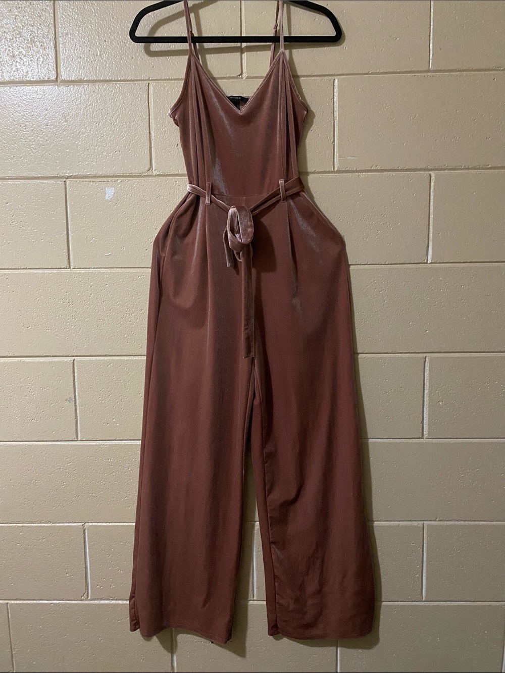 Forever 21 Mauve Spaghetti-Strap Wide-Leg Jumpsuit